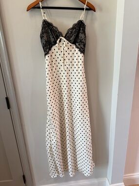 Jessica Simpson NWT Black & Cream Polka Dot Lace Maxi Dress Size Small